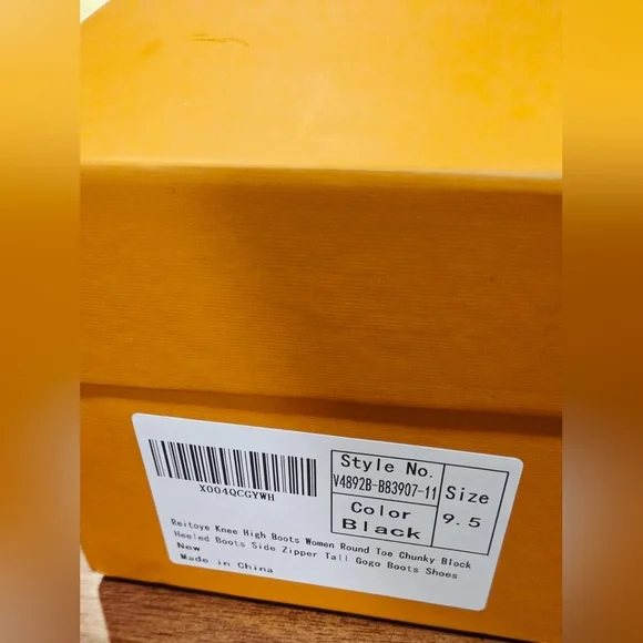 Knee High Boots Women Round Toe Chunky Block Heeled Boots Side Zipper - Picture 10 of 10